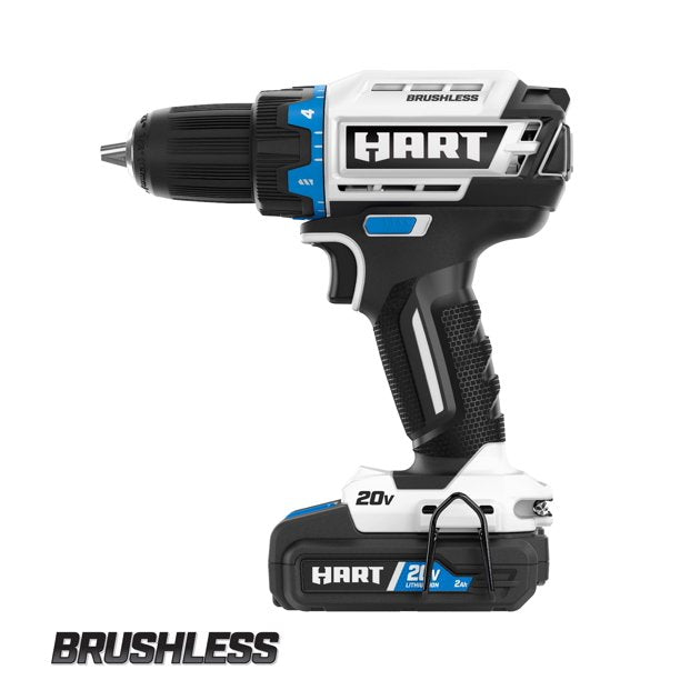 Restored HART HPDD25B | 1/2-inch Drill/Driver Kit & 10-inch Storage Bag | 20v Tool | Cordless | Brushless | 2Ah Lithium-Ion Battery (Refurbished)