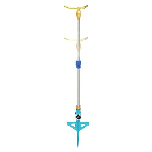 Restored Aqua Joe AJ-ISTAS 3-Arm Brass Rotary 360-Degree Telescoping Sprinkler | 1390 Sq. Ft. Max Coverage (Refurbished)