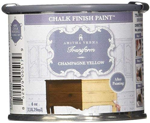Amitha Verma Chalk Finish Paint, No Prep, One Coat, Fast Drying | DIY Makeover for Cabinets, Furniture & More, 4 Ounce, (Champagne Yellow)
