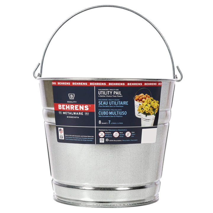 Behrens 1208GS Steel Galvanized Utility Pail 8-Quart