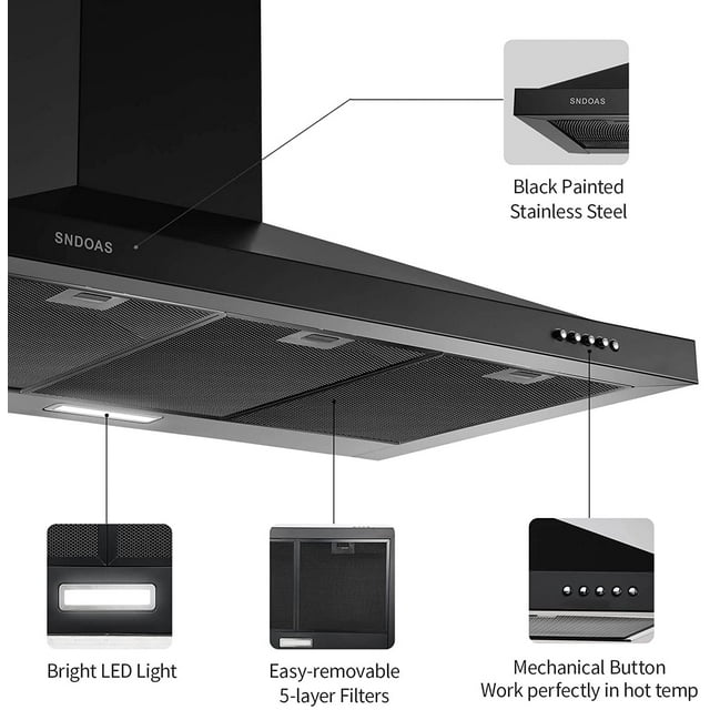 Restored SNDOAS Range Hood - 36 inch Wall Mount Range Hood - Kitchen Vent Hood (Refurbished)