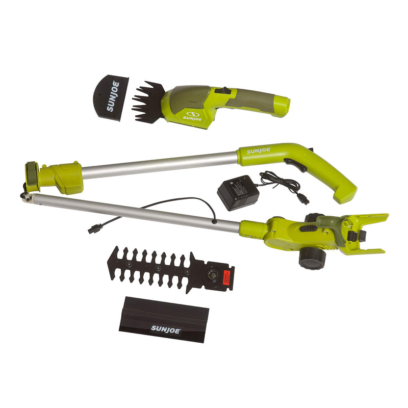 Restored Sun Joe HJ605CC Cordless 2-in-1 Grass Shear + Hedge Trimmer w/Extension Pole, Green [Remanufactured]