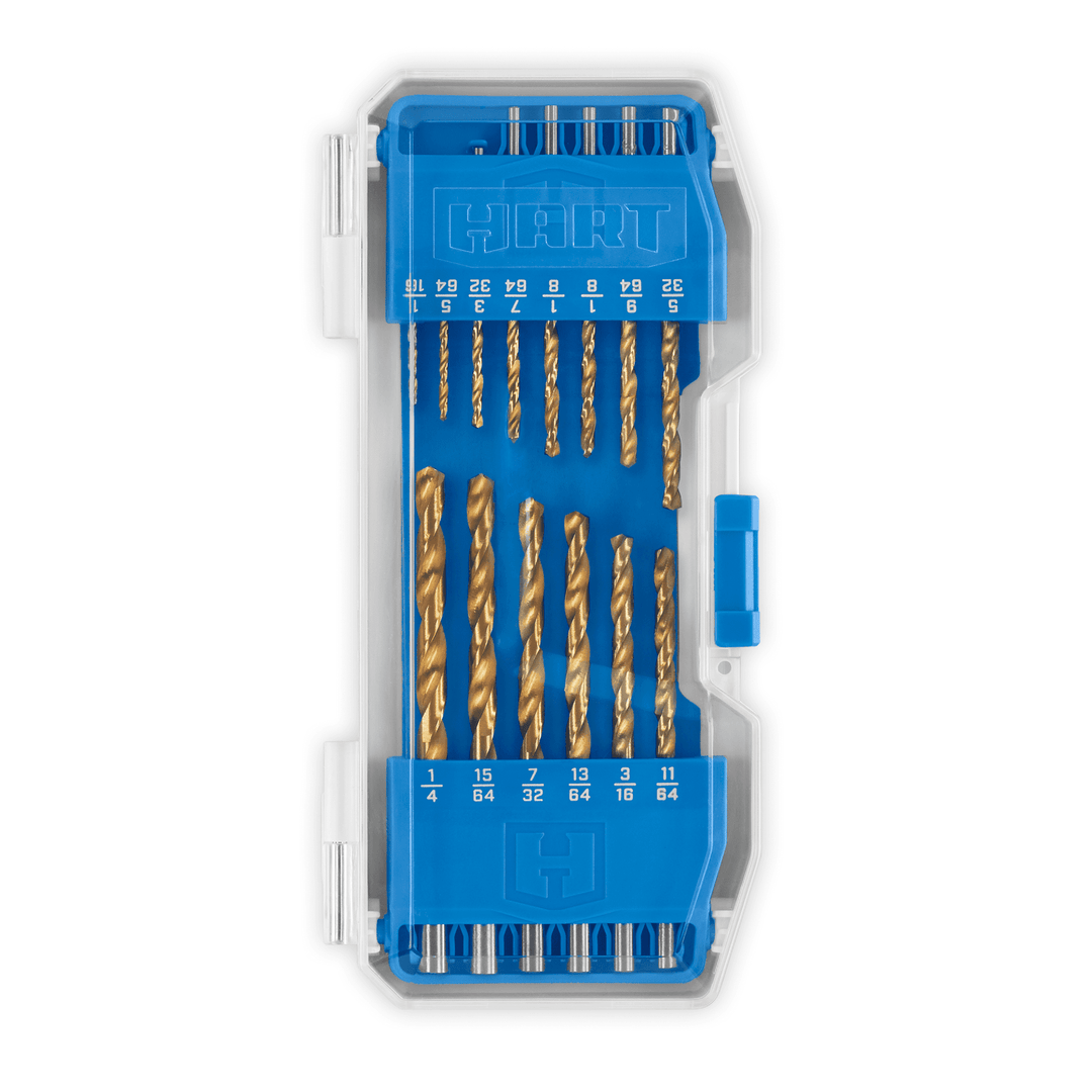 Restored HART 14-Piece Titanium Drill Bit Set with Protective Storage Case (Refurbished)