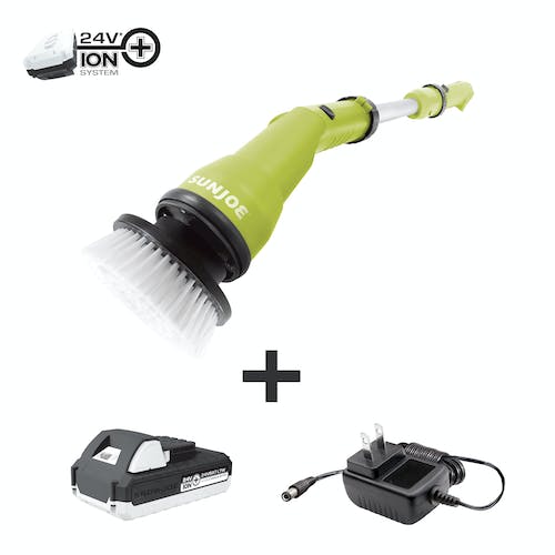 Restored Sun Joe 24V-PWSCRB-LTW | 24-Volt* IONMAX Cordless Multi-Purpose Indoor/Outdoor 1000-OPM Oscillating Scrubber | 4 Attachments & Battery + Charger Included (Refurbished)