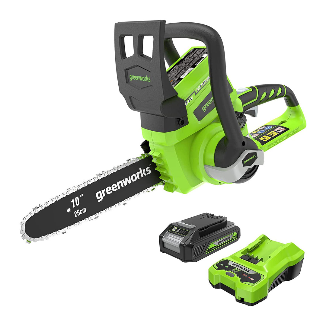 Restored Scratch and Dent Greenworks 24V 10" Cordless Chainsaw, 2.0Ah Battery and Charger Included (Refurbished)