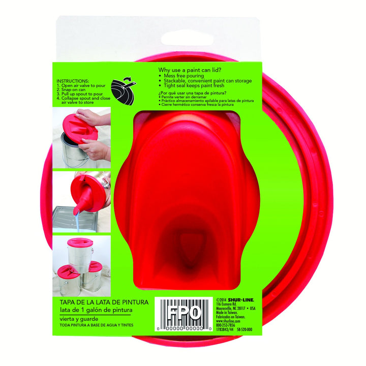 Shur-Line 2007061 Red Silicone Mess-Free Store and Pour Collapsible Paint Can Lid