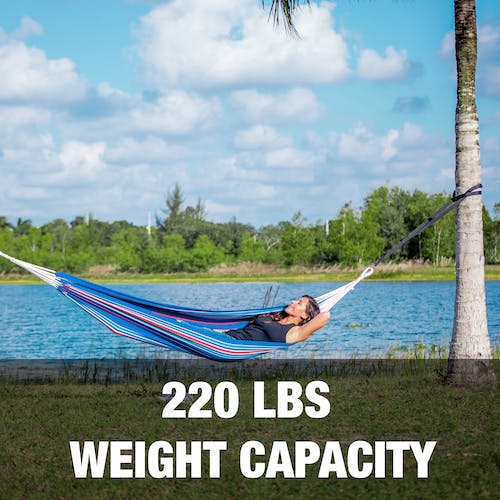 Bliss Hammocks BH-400W5CA | 40" Wide Hammock | Hand-Woven Rope Loops & Hanging Ropes | Outdoor, Patio, Backyard | Durable, Cotton & Polyester Blend | 220 Lbs Capacity | Patriotic Stripe