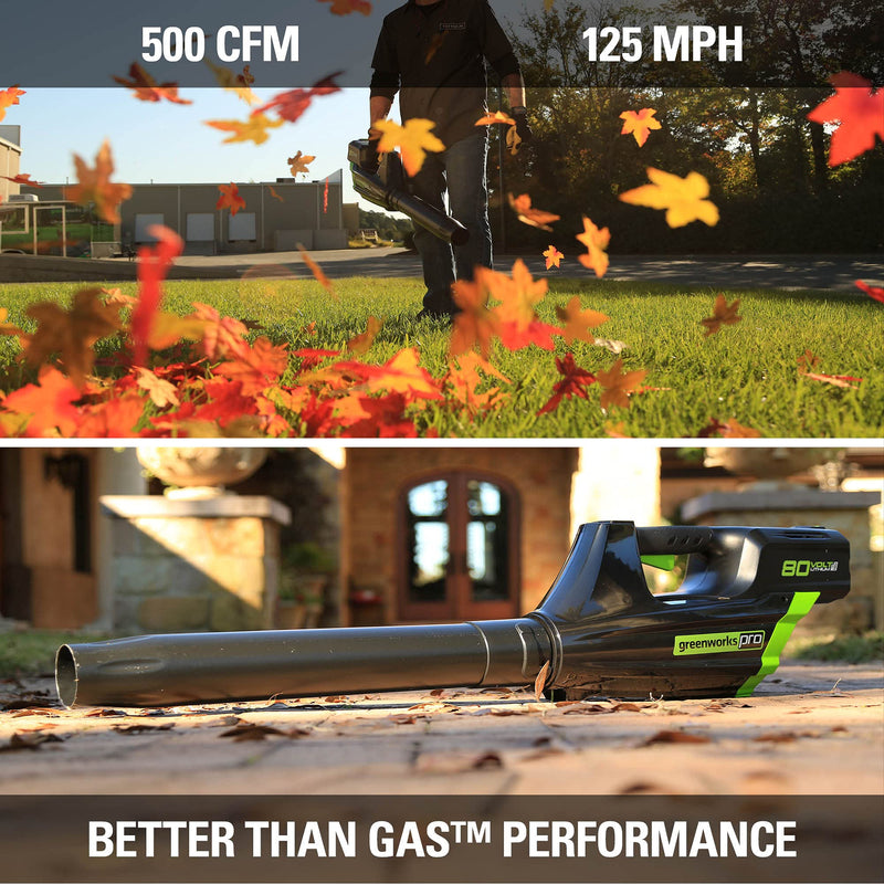 Restored Scratch and Dent Greenworks 80V (125 MPH / 500 CFM / 75+ Compatible Tools) Cordless Axial Leaf Blower, Tool Only (Refurbished)