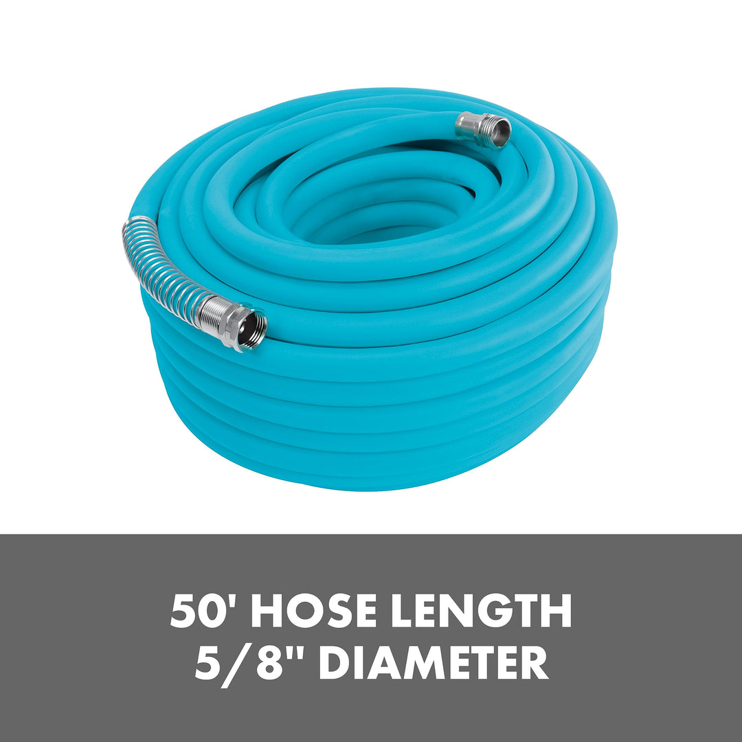 Restored Scratch and Dent Aqua Joe AJPGH50-DWS 5/8 in 50 Ft. Hybrid Polymer Flex Kink Free Hose (Refurbished)