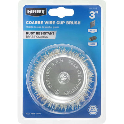 Restored Scratch and Dent HART 3-inch Coarse Wire Cup Brush (Refurbished)