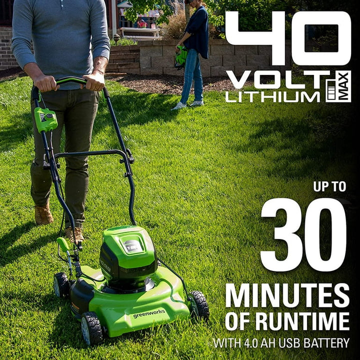 Restored Greenworks 40V 19-inch Brushless Walk-Behind Lawn Mower W/ 4.0 Ah Battery and Charger, 2524902AZ (Refurbished)