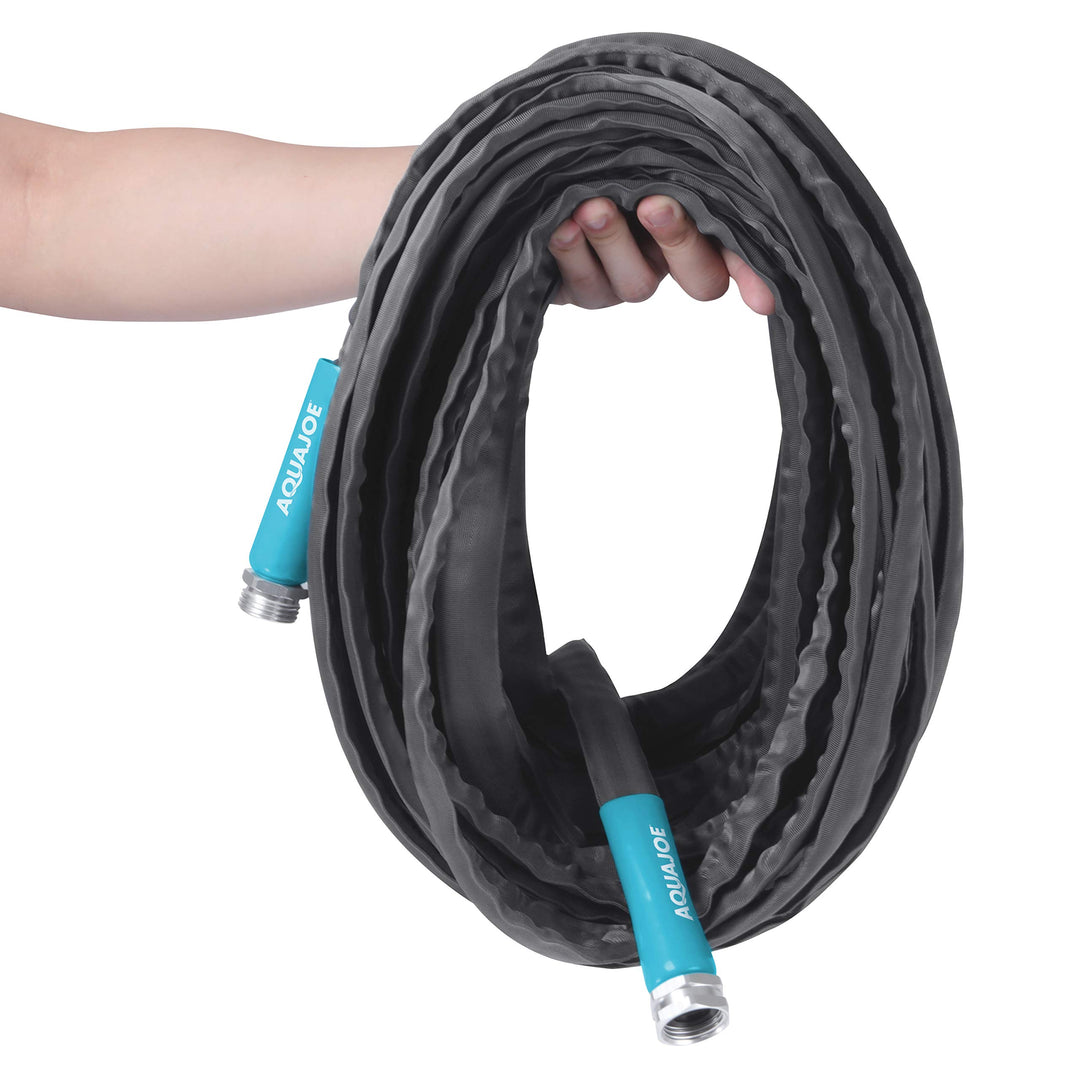 Restored Scratch and Dent Aqua Joe AJFJH100-PRO 100 Foot Fiberjacket Garden Hose w/Metal Fittings and Twist Nozzle, 600 Max PSI Rating (Refurbished)