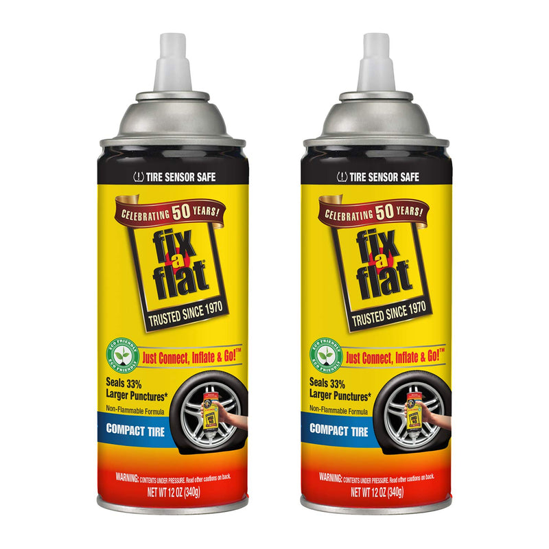 Fix-A-Flat Tire Sealant and Car Tire Inflator 12oz (2-Pack)