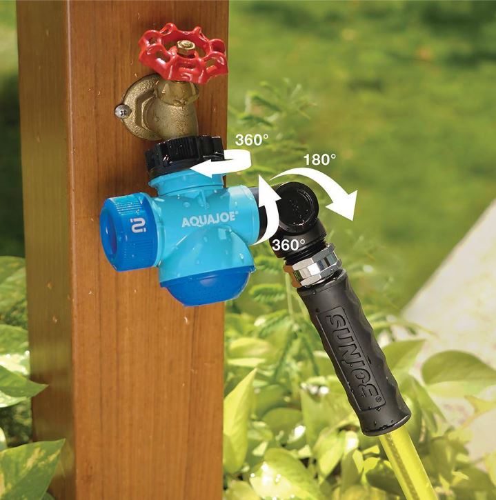 Restored Scratch and Dent Aqua Joe Multi-Function Outdoor Faucet and Garden Hose Tap Connector - 15-Piece Display (Refurbished)