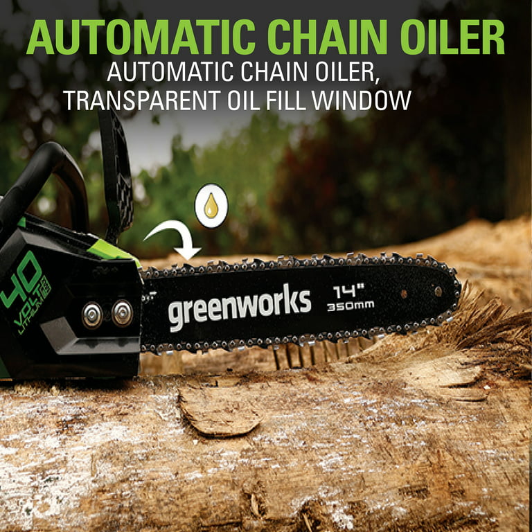 Restored Greenworks 40V 14-inch Brushless Chainsaw with 2.5 Ah Battery and Charger, 2012802 (Refurbished)