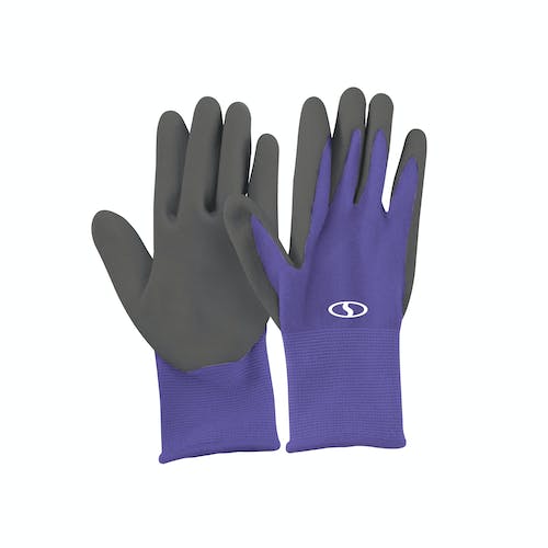 Restored Sun Joe GGNP-S3-PRP Reusable Nitrile-Palm Gloves | Tactile | Washable | One Size Fits Most | Set of 3 (Purple) (Refurbished)