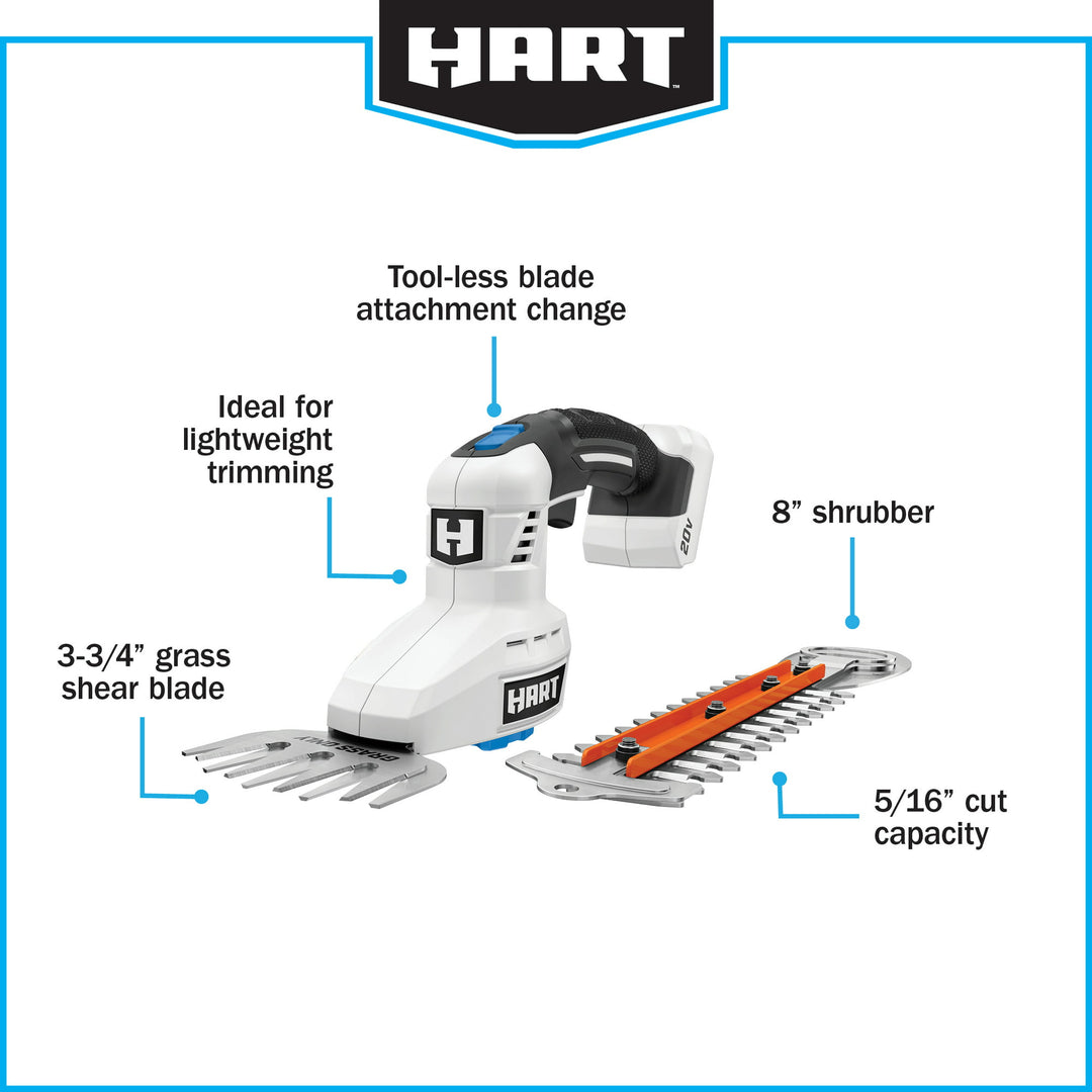 (Restored) HART 20-Volt Shear/Shrubber Kit (1) 20-Volt 2.0Ah Lithium-Ion Battery (Refurbished)