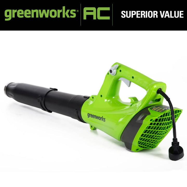Restored Greenworks 9 Amp 530 CFM Corded Electric Axial Leaf Blower, 2400902 (Refurbished)