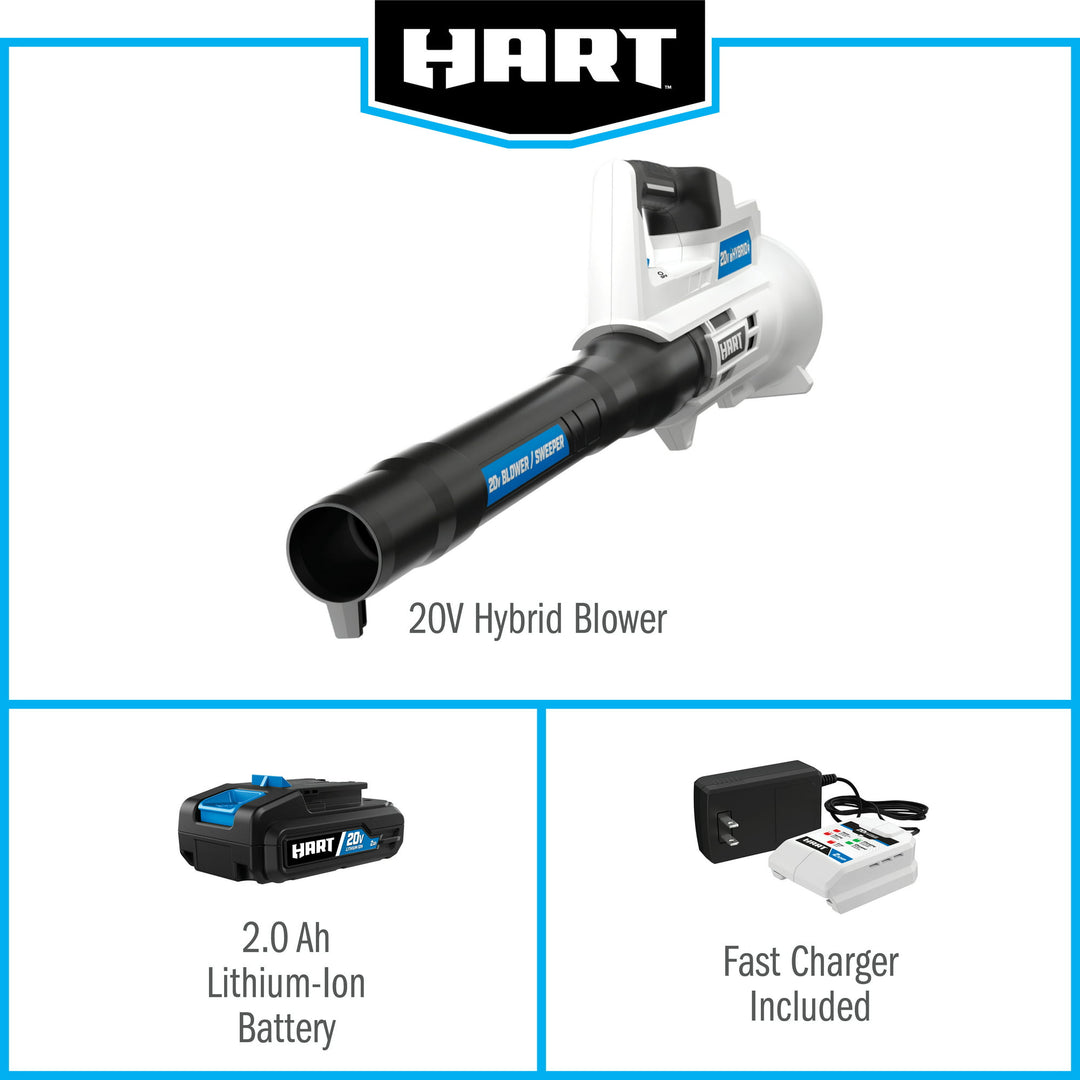 Restored Scratch and Dent HART 20-Volt Cordless Hybrid Blower Kit (1) 2.0Ah Lithium-Ion Battery (Refurbished)