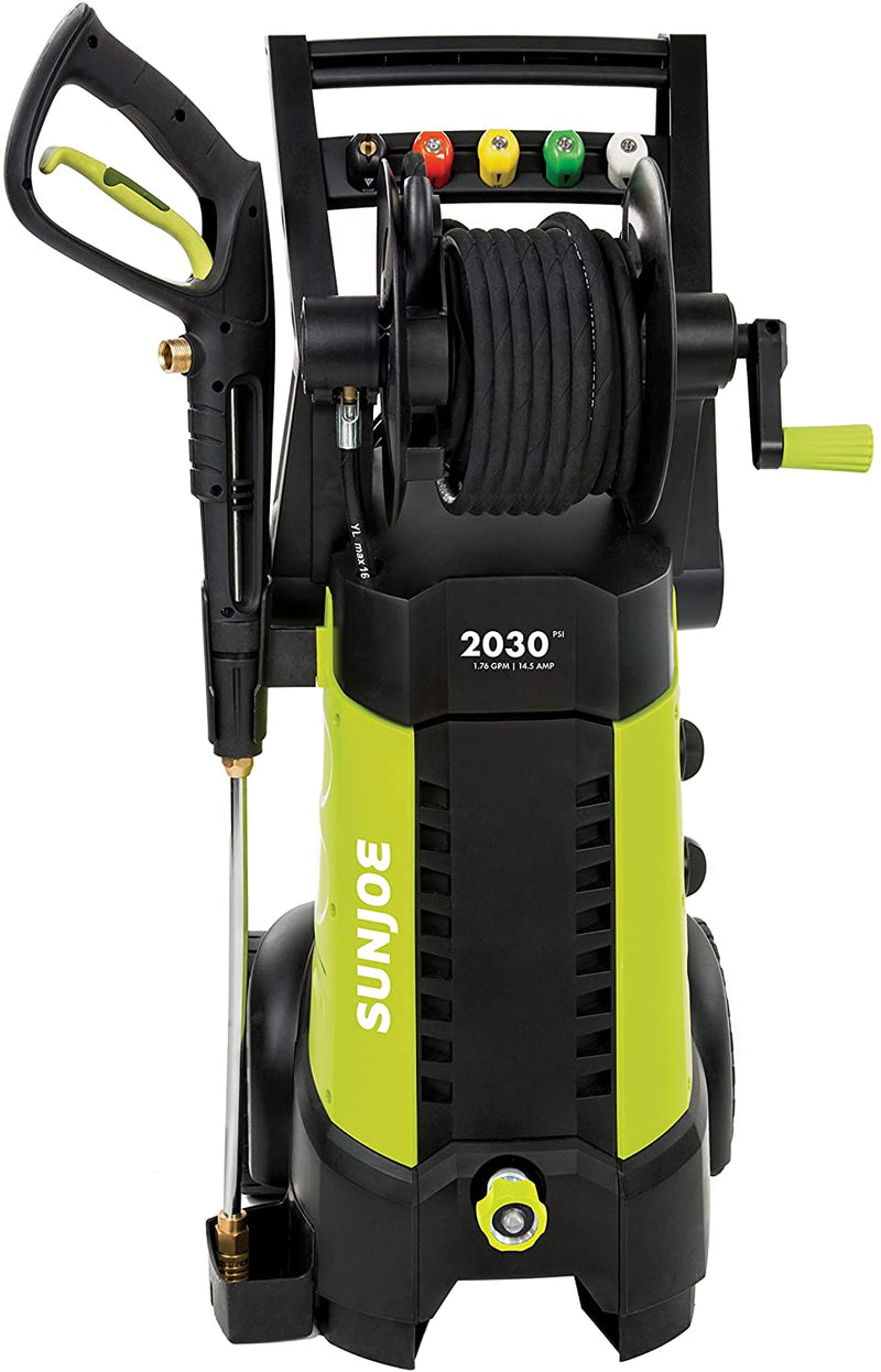 Restored Sun Joe SPX3001 2030 PSI 1.76 GPM 14.5 AMP Electric Pressure Washer with Hose Reel [Remanufactured]