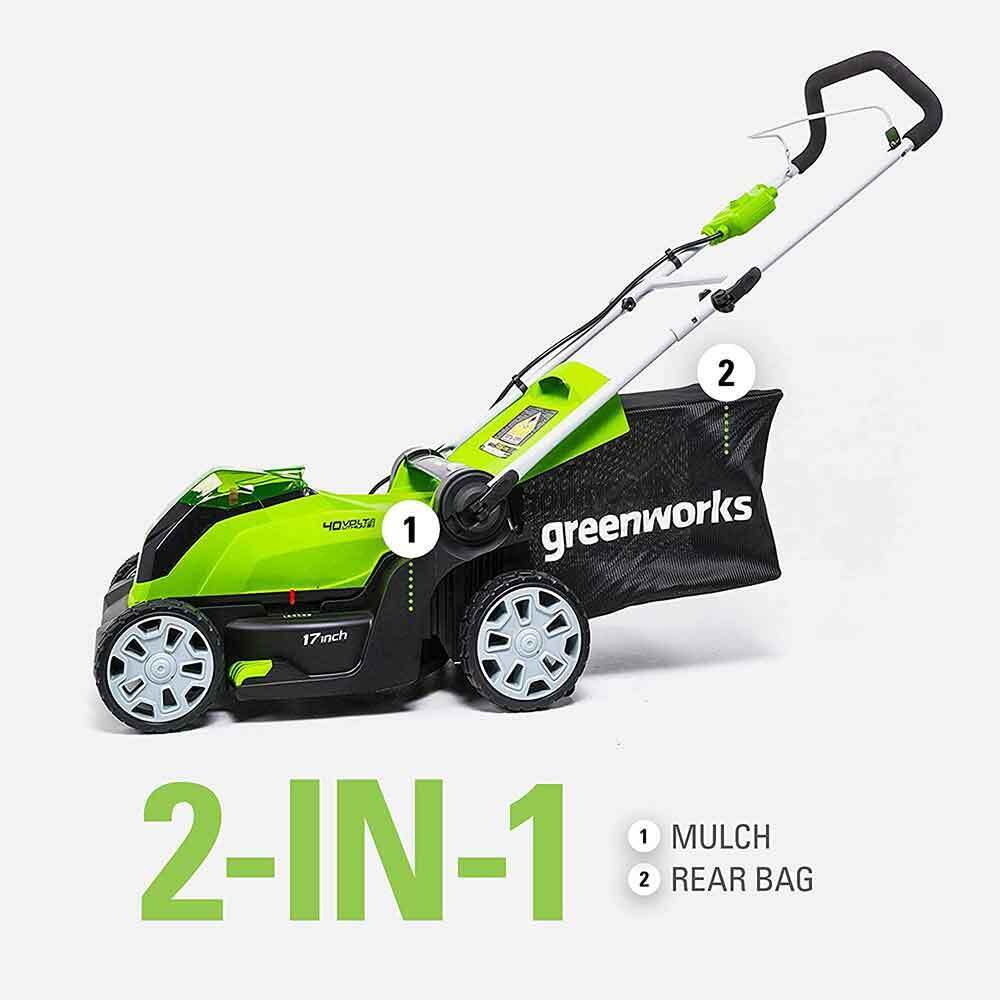 Restored GreenWorks 40-Volt 17-Inch Cordless Brushed Lawn Mower Kit (Refurbished)