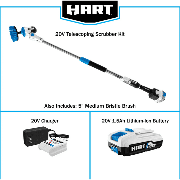 Restored Scratch and Dent HART 20-Volt Telescoping Scrubber Kit (1) 20-Volt 1.5Ah Lithium-Ion Battery (Refurbished)