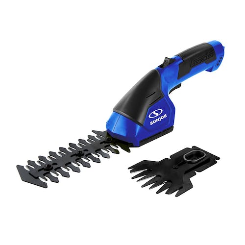 Restored Scratch and Dent Sun Joe HJ604C-SJB 2-in-1 Cordless Grass Shear + Hedger | 7.2 V (Blue) (Refurbished)