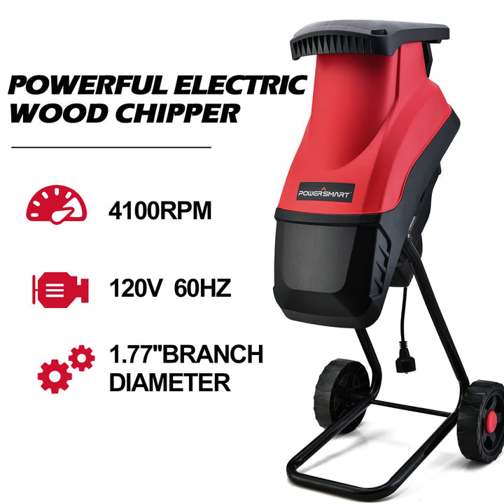 Restored Scratch and Dent PowerSmart Wood Chipper Electric, 15-Amp Motor with Collection Bag, PS10 (Refurbished)