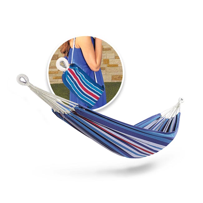 Bliss Hammocks BH-400W5CA | 40" Wide Hammock | Hand-Woven Rope Loops & Hanging Ropes | Outdoor, Patio, Backyard | Durable, Cotton & Polyester Blend | 220 Lbs Capacity | Patriotic Stripe