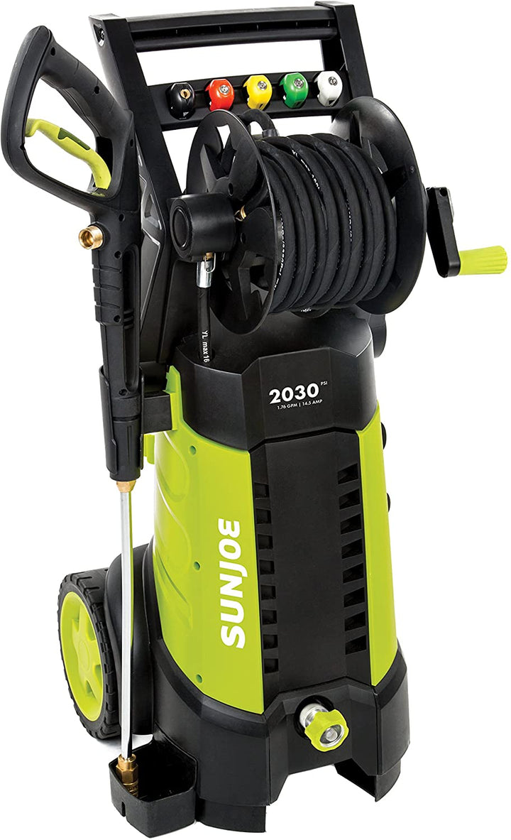 Restored Sun Joe SPX3001 2030 PSI 1.76 GPM 14.5 AMP Electric Pressure Washer with Hose Reel [Remanufactured]